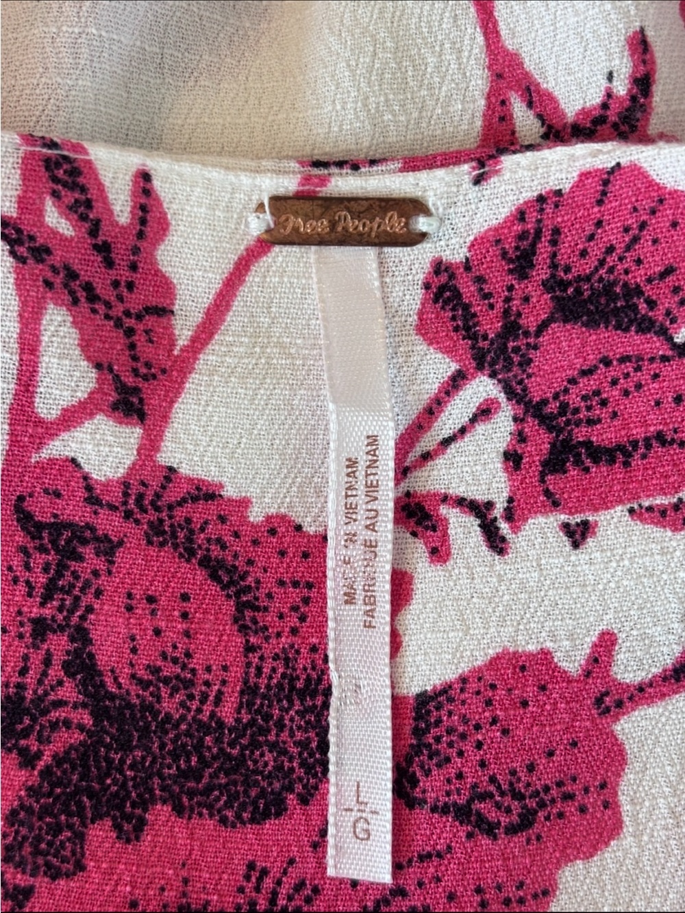 Free People French Quarter Wrap Dress Pink Floral Ruffle Boho Mini Cottagecore L - Picture 10 of 10